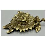 Art Nouveau Brass Sunflower Inkwell