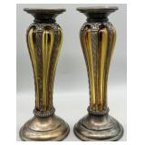 Vintage Cased Glass PIllar Candleholders