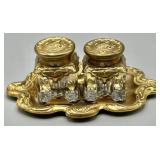 Antique Double Inkwell Set - SEE DESC