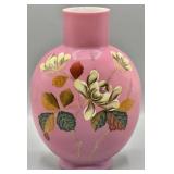 Antique Pink Opaline Bristol Glass Pillow Vase