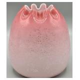 1890s Victorian Pink Cased Mica Spangle Glass Vase