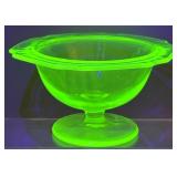 Art Deco Style Uranium Glass Pedestal Bowl