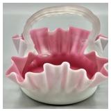 Satin Blown Glass Victorian Basket
