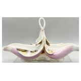 Antique German Porcelain Loop Handled Basket