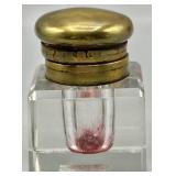 Antique Art Deco Square Glass Inkwell