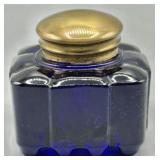 Antique Heavy Cobalt Blue Glass Inkwell