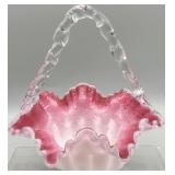 c.1890 Victorian Hand Blown Art Glass Basket