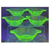 (5) Anchor Hocking Uranium Glass Bowls