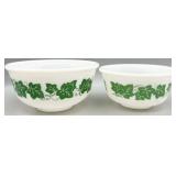 Vintage Hazel Atlas Green Ivy Milk Glass Bowls