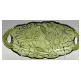 Indiana Glass Avocado Handled Relish Serving Tray