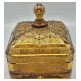 Vintage Indiana Amber Glass Honey Bee Box