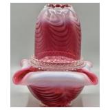 Fenton Cranberry Opalescent Drape Fairy Lamp 3pcs