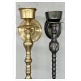 Vintage Brass & Dark Metal Candle Wall Sconces