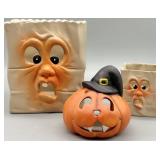 VTG Halloween Ceramic Luminary Bags & Pumpkin