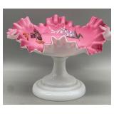 Victorian Opaline Overlay Glass Centerpiece
