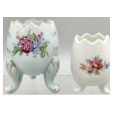 1950s Footed Cracked Egg Porcelain Vases