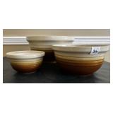 Vintage Brown & Mustard Mixing Bowls (3)
