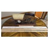 Vintage lamp and yard sticks
