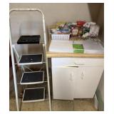 Light bulbs, step ladder and shelf