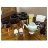 Canisters, scale, Avon glass bell & more