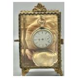 French Gilt Beveled Glass Pocket Watch Casket