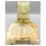 Vtg Hand-Carved Mexican Onyx and Marble Ashtray