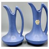 Pair of Niloak Blue Art Pottery Ewer Vase