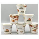 (6) Lithopane Geisha Girl Sake Cups