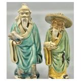 (2) Antique Chinese Shiwan Mudman Figurines