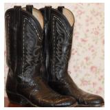 Dan Post Exotic Black Leather Cowboy Boots
