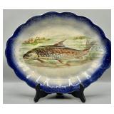 c.1900-1916 Porcelain Flow Blue Fishing Platter