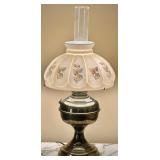 Aladdin Brass & Milk Glass Handpainted Lamp