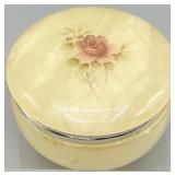 Vintage Alabaster Hinged Trinket Powder Box