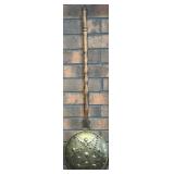 Antique Brass Bed Warmer w/Long Wood Handle