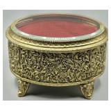 Mid-Century Ormolu Oval Jewelry Casket