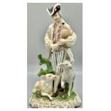 Meissen German Porcelain Shepherd Bagpiper w/Sheep