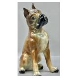 Mid-Century Porcelain Sitting Boxer Dog Figurine