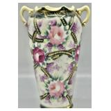 Antique Nippon Moriage HP Porcelain Urn Vase