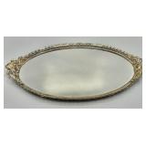 Hollywood Regency Oval Ormolu Mirrored Vanity Tray