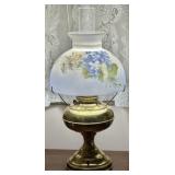 Vintage Brass Lamp w/Handpainted Shade