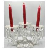 3 Candle Candelabra w/Bobeches and Prisms