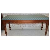 Upholstered Turned Spool Leg Bench