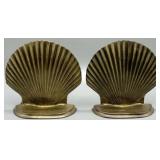 Solid Brass Vintage Clam-Shell Bookends
