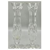 (2) Cut Crystal Trumpet Bud Vases