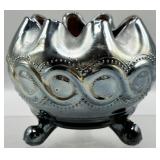 Northwood Amethyst Carnival Glass Footed Rose Bowl
