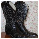 Dan Post Exotic Black Leather Cowboy Boots