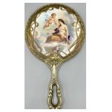 Victorian Art Nouveau Ormolu Brass Hand Mirror