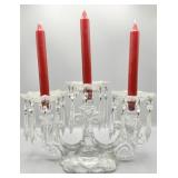 3 Candle Candelabra w/Bobeches and Prisms