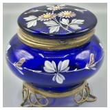 19th Century Bohemian Cobalt Blue Trinket Box