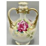 Antique Nippon Double-Handled Hand-Painted Vase